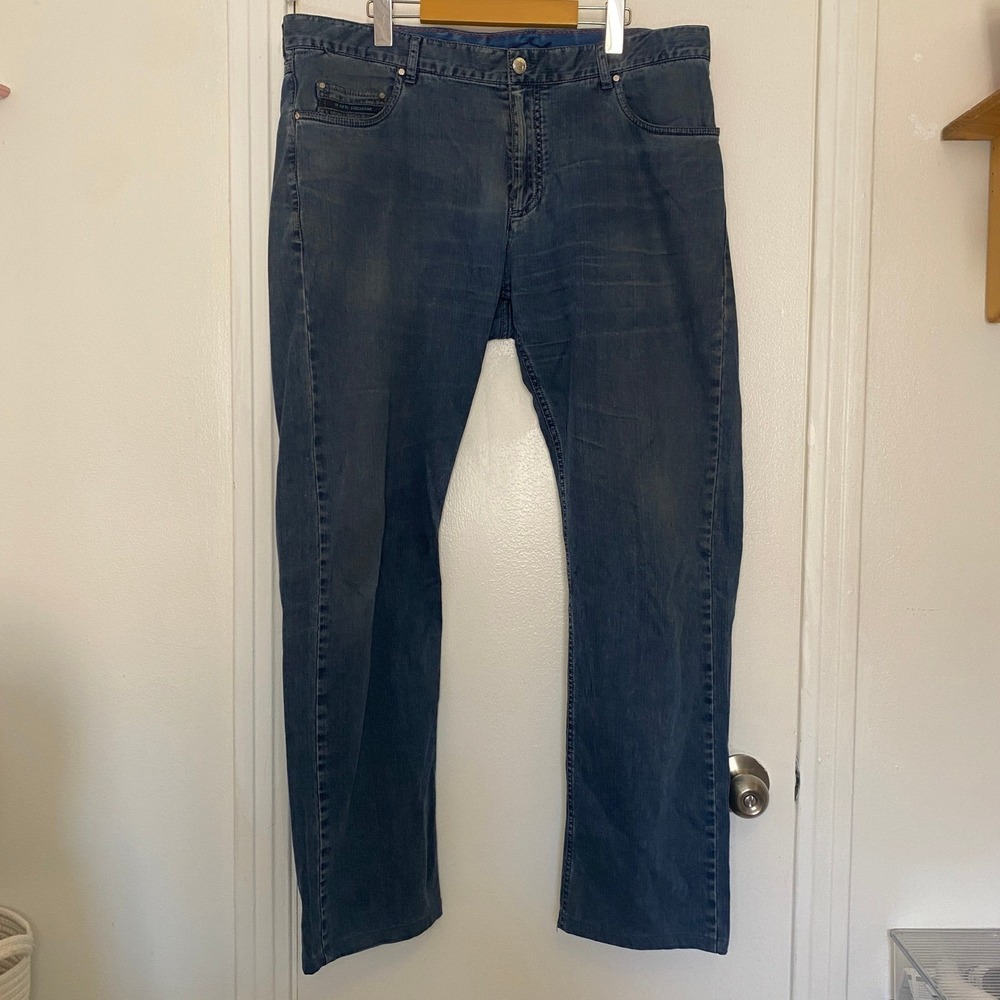 Paul & Shark Yachting Men's Washed Blue Denim Compact Stretch Jeans  size 38x32 - Picture 3 of 8